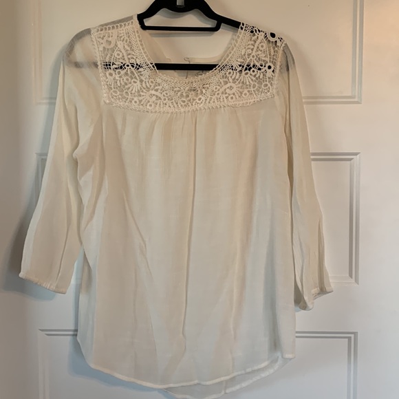St John’s Bay Office wear or formal cream color tunic with lace Size Lar… - Picture 5 of 10